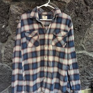 Vans Men's Blue and White Plaid Button-Down Shirt
